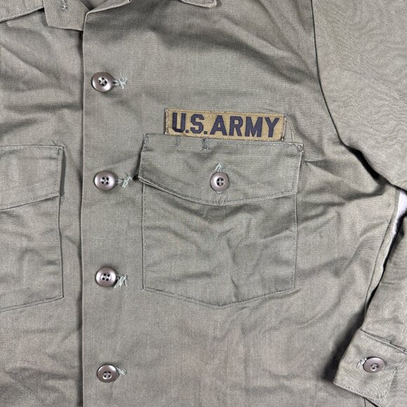 Vintage U.S. Army OG-107 Utility Shirt Jacket Green Military Fatigue Cotton L - Picture 5 of 9